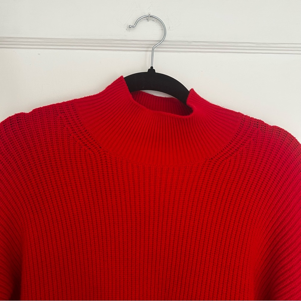 J. Crew Red Ribbed Mock Neck Pullover - Picture 5 of 6
